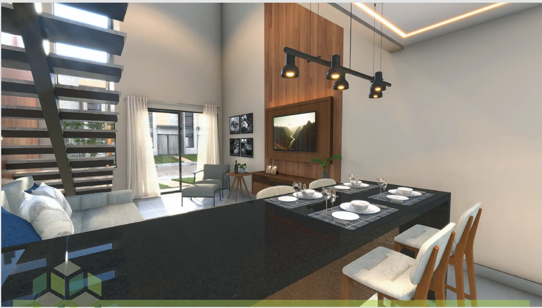 Projeção do empreendimento: Mesa de jantar para 6 pessoas